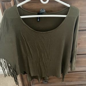 Plain Olive green shirt with frenzies on the side